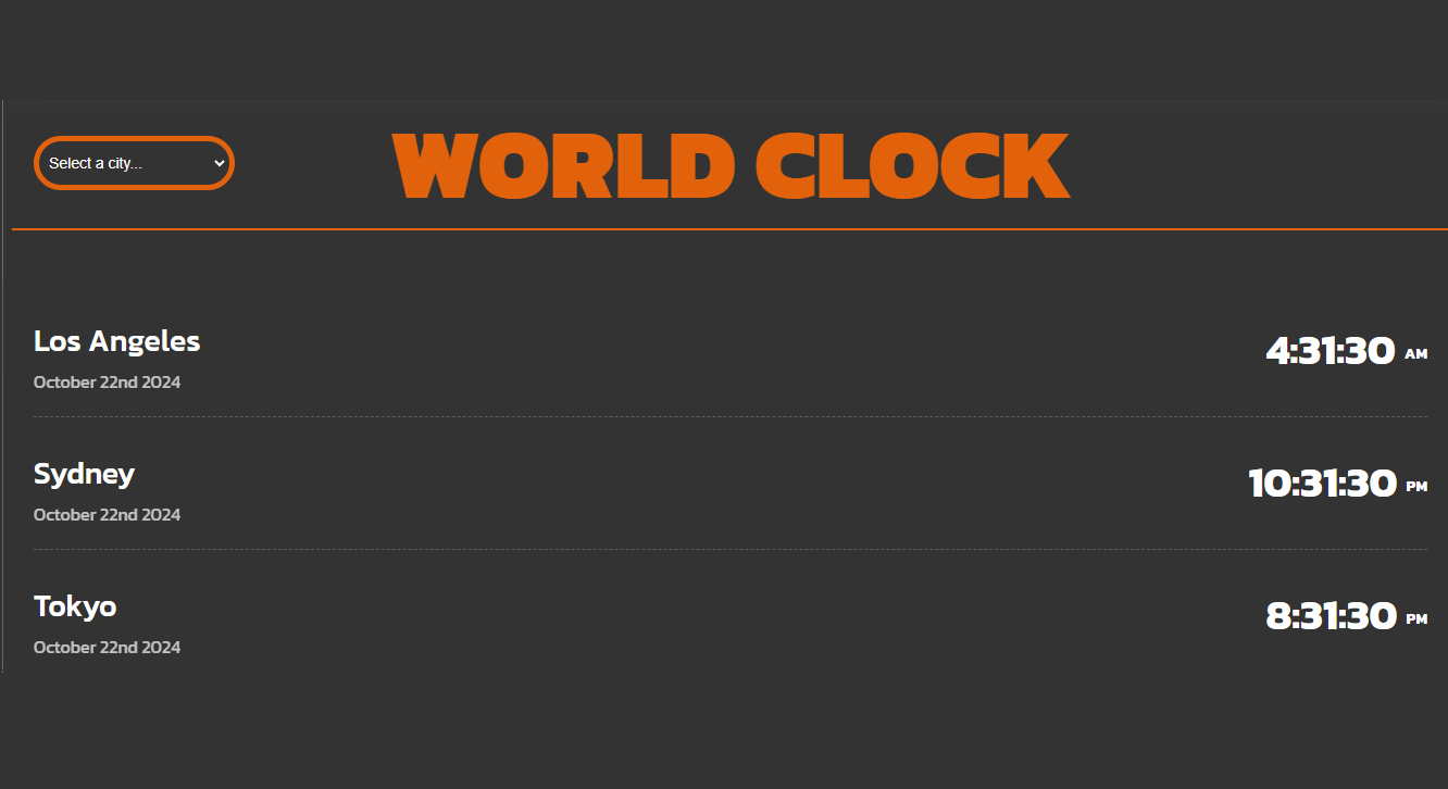 Image preview for the world clock website